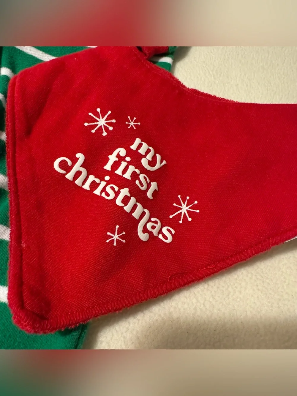 Green White Red Carter’s Christmas Santa Stripe Sleep N Play Bundle sz 6m